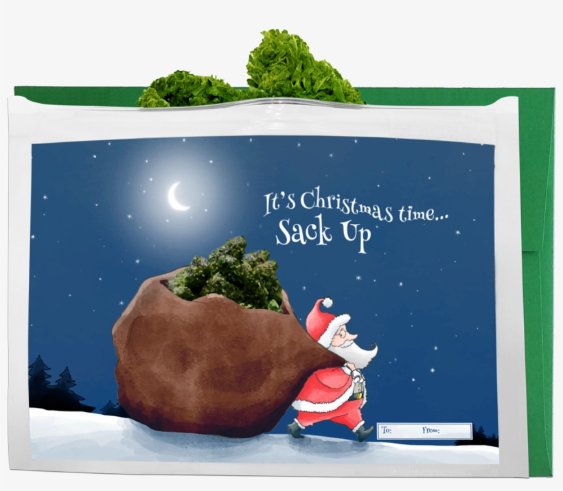 Holiday Greeting Gift Bag - Christmas Night Santa Gifts Print Linen Pillowcase, transparent png #5184975