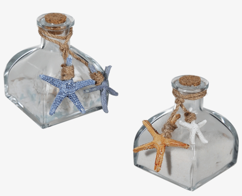 Square Glass Bottle With Cork Lid - Out Of The Blue Deko Glasflaschen 2er Set Für Maritime, transparent png #5185681