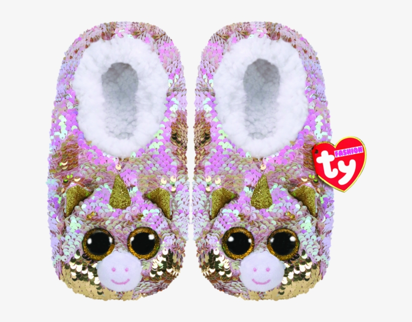 Fantasia The Multicoloured Unicorn Sequin Slippers - Beanie Boo Sequin Backpack, transparent png #5190255