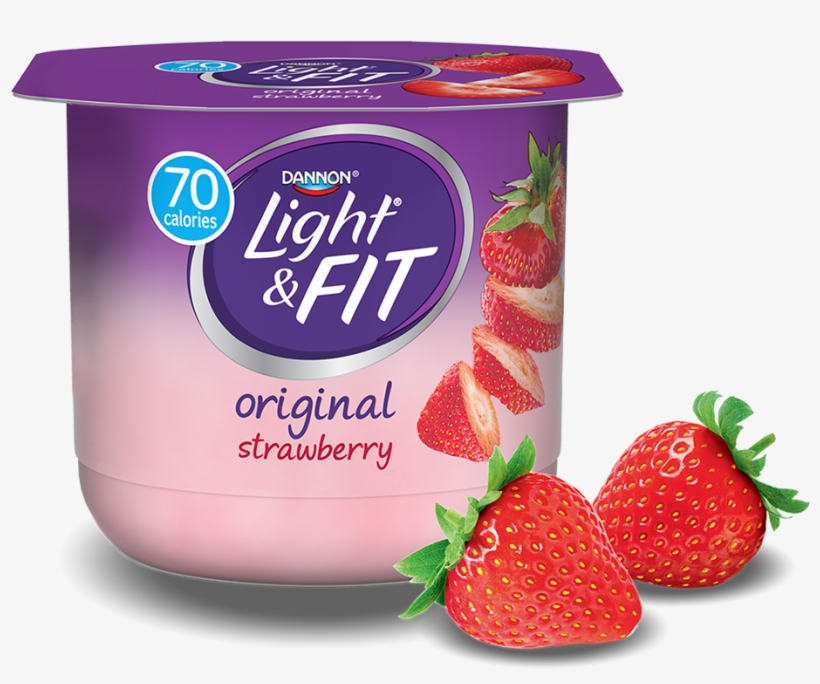 Strawberry Nonfat Yogurt - Light & Fit Yogurt, Nonfat, Strawberry - 5.3 Oz, transparent png #5191329