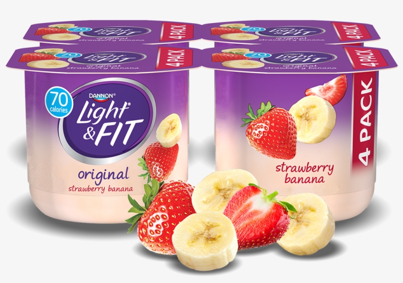 Strawberry Banana Nonfat Yogurt - Light & Fit Yogurt, Nonfat, Strawberry Banana,, transparent png #5192637