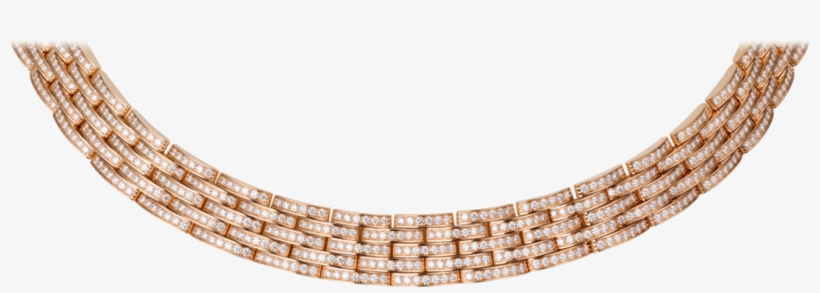 Maillon Panthère Thin Necklace, 5 Diamond-paved Rowspink - Maillon Panthère Thin Necklace 5 Diamond Paved Rows, transparent png #5193869