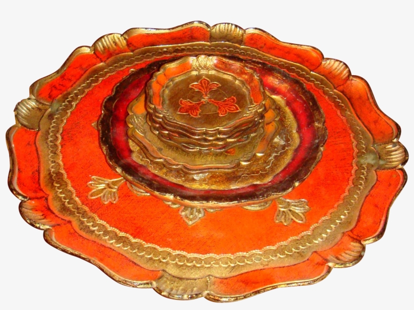 7 Piece Stack Of Florentine Wooden Gold Gesso Trays, - Saucer, transparent png #5196239