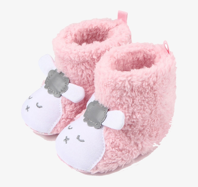 Pink Sheep Slippers - Newborn Baby Infant Toddler Boy Snow Boots Winter Fur, transparent png #5197892