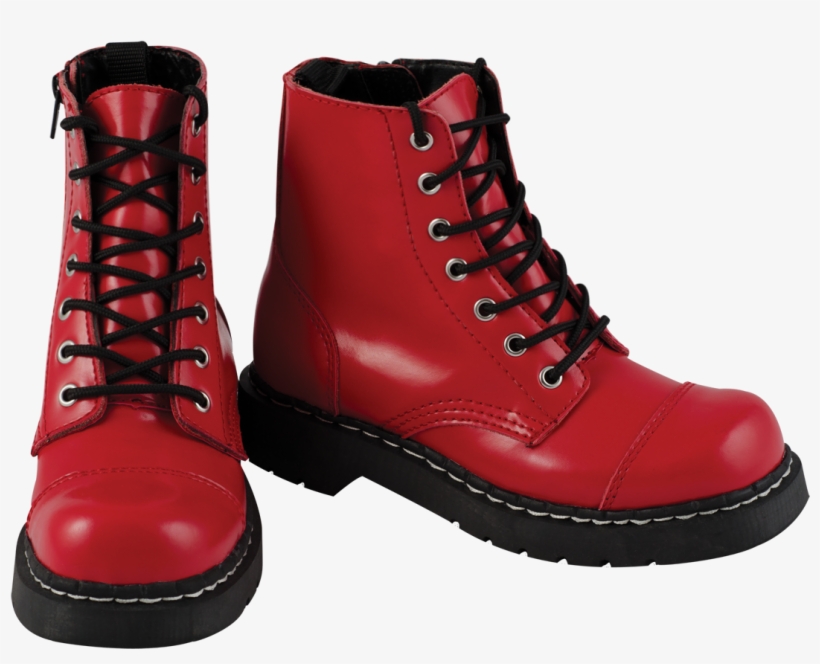 Red Combat Boots By T - Boot, transparent png #5199651