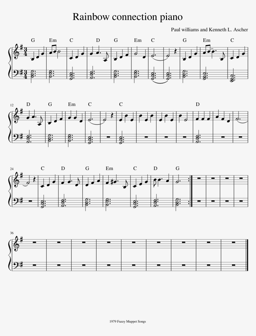 Connection Sheet For Download - Rainbow Connection Sheet Music, transparent png #521209