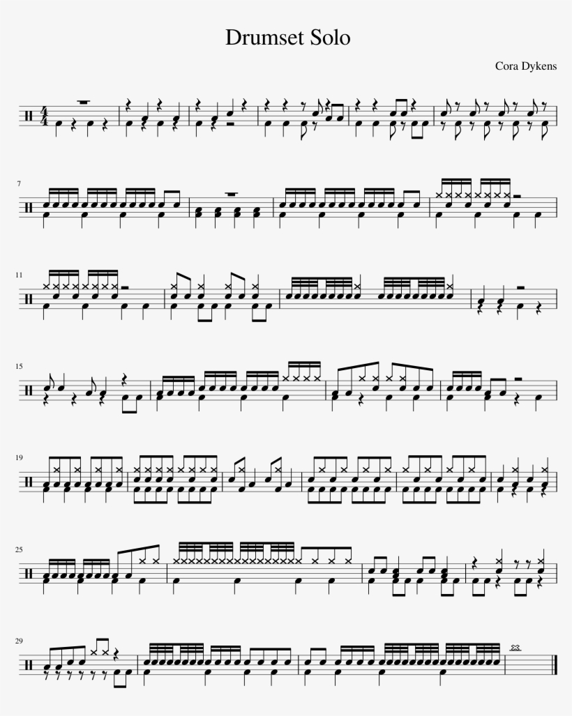 Drumset Solo Drum Lessons, Music Lessons, Drum Set - Darling In The Franxx Kiss Of Death Piano Sheet Music, transparent png #521244
