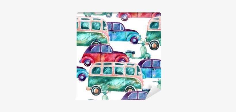 Watercolor Hippie Camper Van, Car And Scooter Wall - Las Chicas De Canterbury Umbriel Narrativa, transparent png #521361