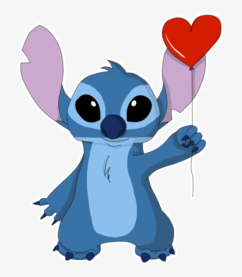 Stitch Holding Heart Balloon - Lilo And Stitch Cyborg, transparent png #521432