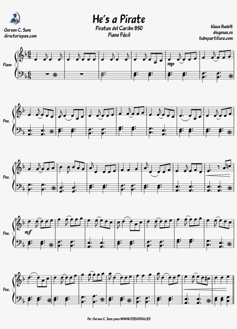 Pirates Of The Caribbean Easy Sheet Music Music For - Pirates Of The Caribbean Klaviernoten, transparent png #521471