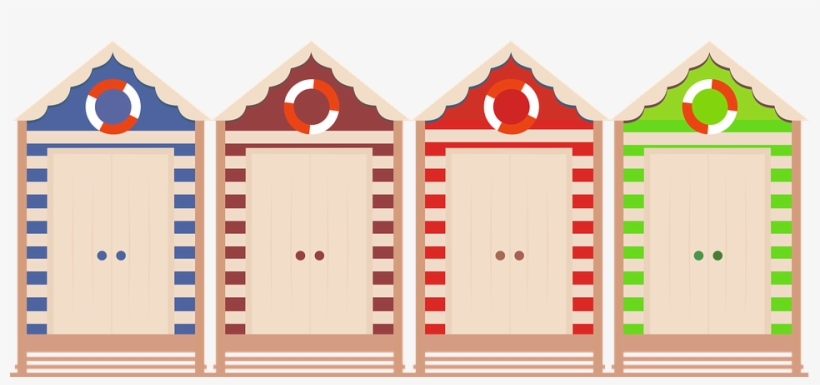 The Beach Huts On Little Dripping Beach Are Opening - Reihe Der Bunten Strand-hütten Napf, transparent png #522987