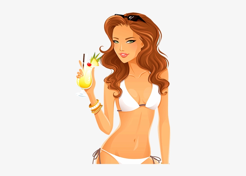 Girl On The Beach In Lignano Sabbiadoro - Bikini Girl Illustration, transparent png #524420