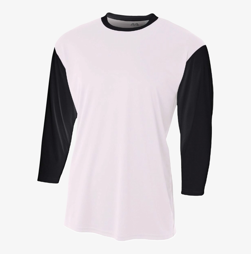 Template A4 N3294 Performance Baseball T Shirt Long - A4 Nb3294 - Youth 3/4 Sleeve Utility Shirt - White/navy, transparent png #524887