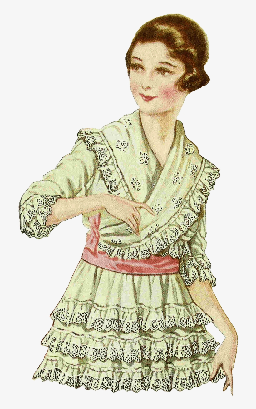 Vintage Girl Illustration - Frilly Clipart, transparent png #525055