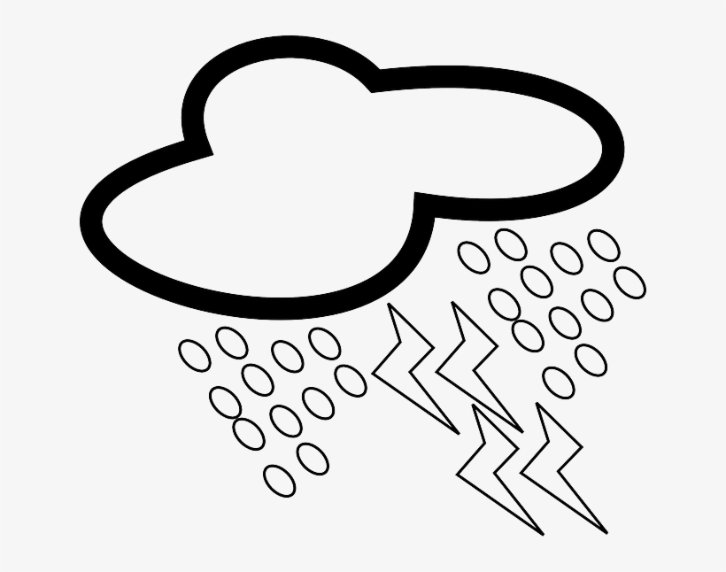 Icon, Cloud, Outline, Symbol, Lightning, Weather, Rain - Thunderstorm Clipart Black And White, transparent png #525211