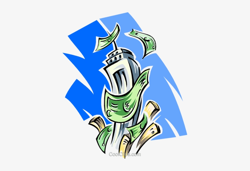 Money Blowing In Wind Around Skyscraper Royalty Free - Illustration, transparent png #525848