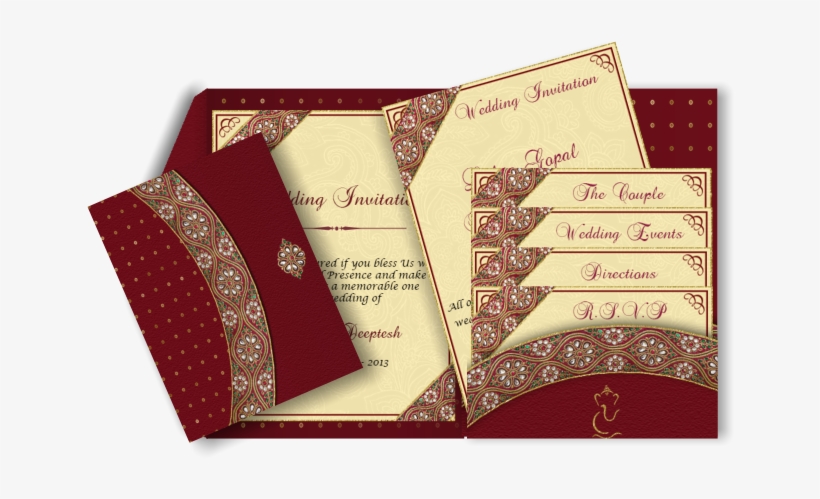 Jeweled Border Email Wedding Invitation In Red, Gold - Wedding Invitation Border Designs Red Png, transparent png #526840