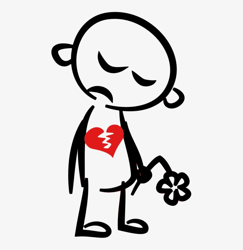 Broken Heart Clipart Stickman - Stick Figure With Broken Heart, transparent png #527075