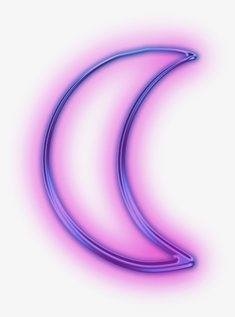 Moon Neon Crescentmoon Pink Tumblr Night Sky Ftesticker - Purple Crescent Moon Png, transparent png #528179