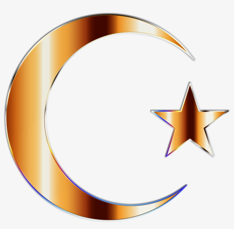 Golden Crescent Moon And Star Clipart Transparent Stock - Gold Crescent And Star, transparent png #528394