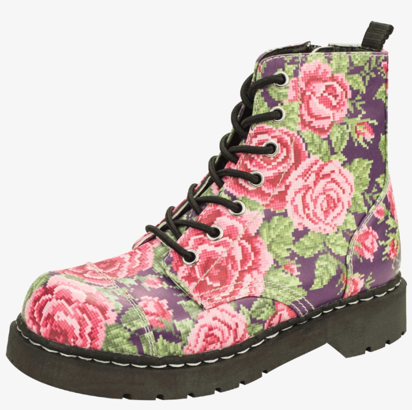 Vegan Rose Combat Boots - T.u.k. Shoes Womens Anarchic By T.u.k. 7 Eye Boot Digitized, transparent png #5200051