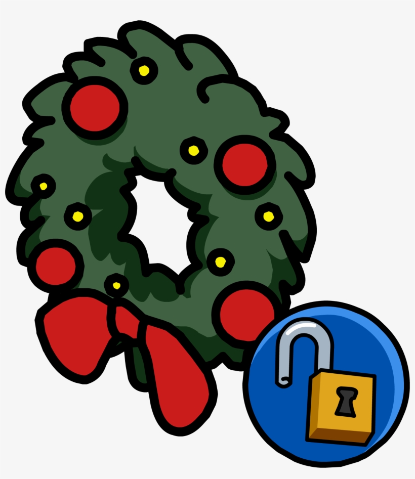 Holiday Wreath Unlockable Icon - Club Penguin Mp3000, transparent png #5203537