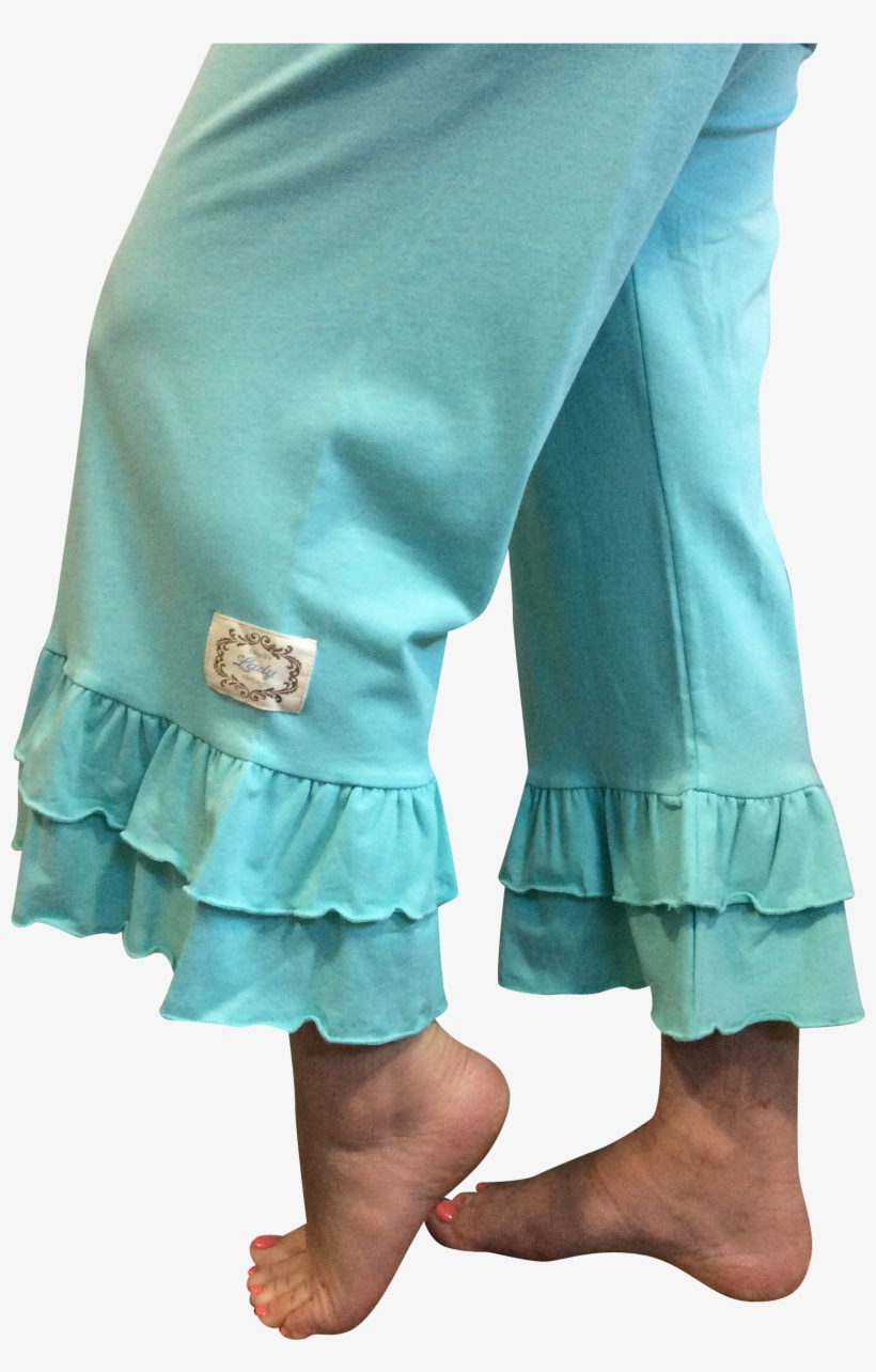 Adult Double Ruffle Capri's-solid Aruba Blue, transparent png #5208322