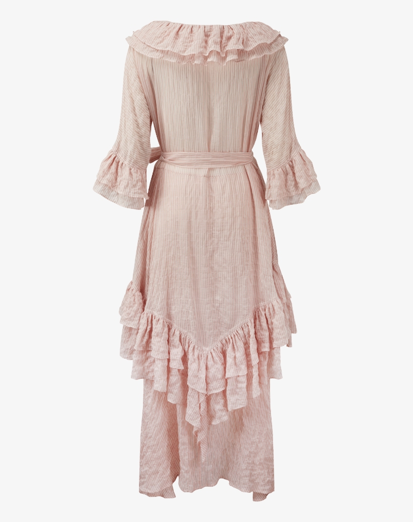 Laura Pink Striped Ruffle Dress - Dress, transparent png #5208380