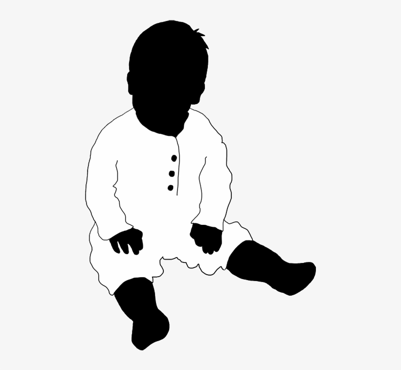 Baby Sitting Silhouette Black White - Child, transparent png #5212017