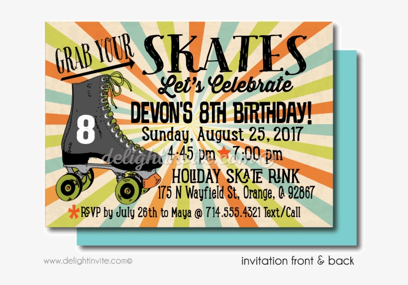 Free Printable Roller Skating Birthday Party Inv Example - Roller Skates Boy Birthday Invitations, transparent png #5212070