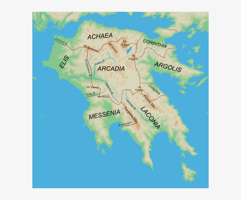 Ancient Regions Of Peloponnese - Peloponnesus Ancient Greece Map, transparent png #5212604