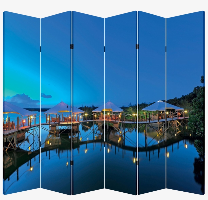 6 Panel Folding Screen Canvas Room Divider- Tiki Cabana - Chois Custom Wall Murals Wallpaper Desinger Home Art, transparent png #5213312