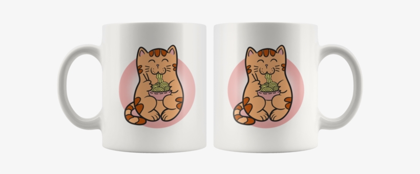 Zen Kawaii Anime Cat Eating Ramen Noodles - Mug, transparent png #5213440