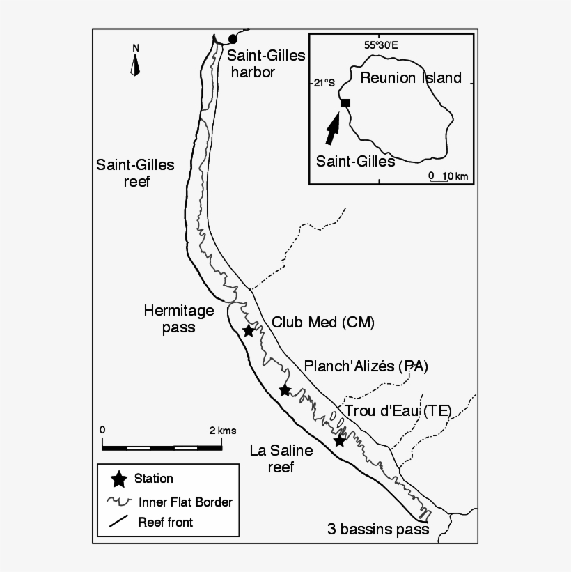 Location Of The Sampling Stations In Reunion Island - Diagram, transparent png #5215252