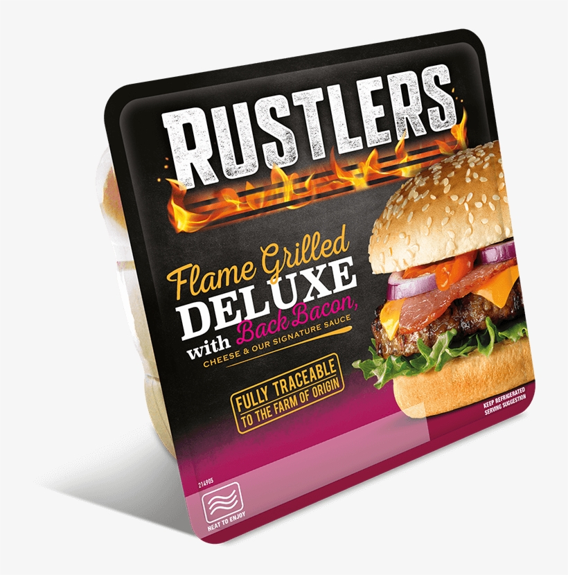 More Info - Rustlers The Flame Grilled Deluxe With Bacon, transparent png #5215467