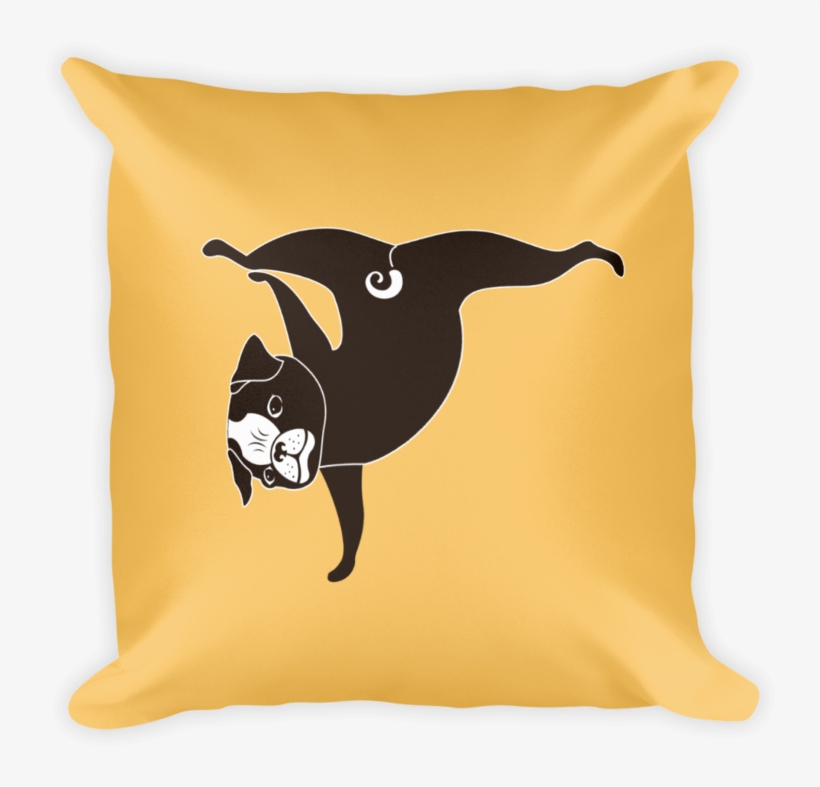 Yoga Pug Paw Stand Square Pillow In Apricot Yellow - Yellow, transparent png #5217150