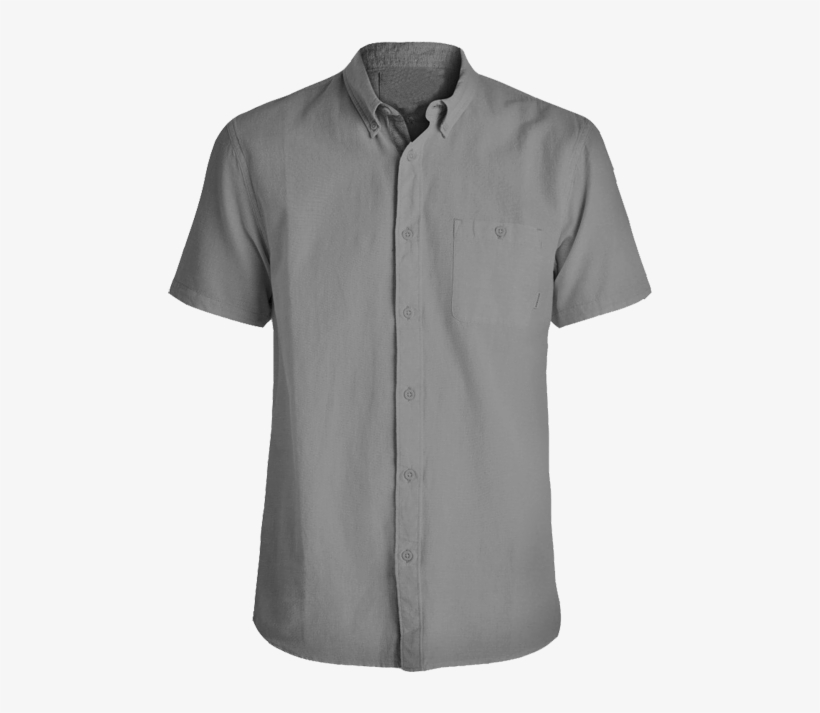 Dark Grey Buttondown Shirt Short Sleeve - Grey T Shirt Back Side, transparent png #5221493
