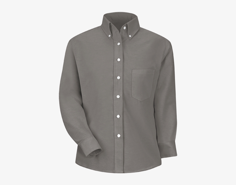 Women's Long Sleeve Executive Oxford Dress Shirt - Grey Long Sleeve Button Up Shirts, transparent png #5221545