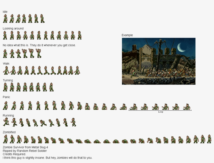 Metal Slug - Metal Slug Zombies Sprites, transparent png #5223186
