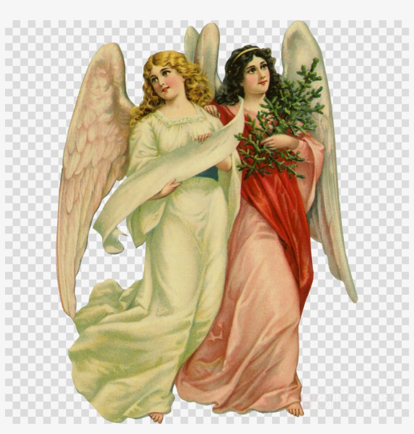 Victorian Angels Clipart Los Angeles Angels Cherub - Vintage Christmas Cards Victorian Angels, transparent png #5228835