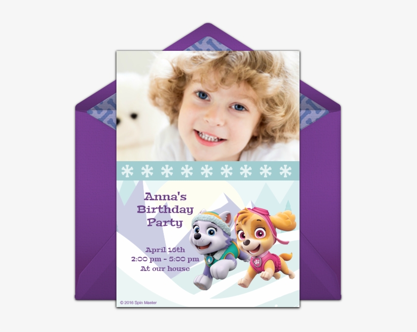 Paw Patrol Skye & Everest Photo Online Invitation - Cartoon, transparent png #5233431