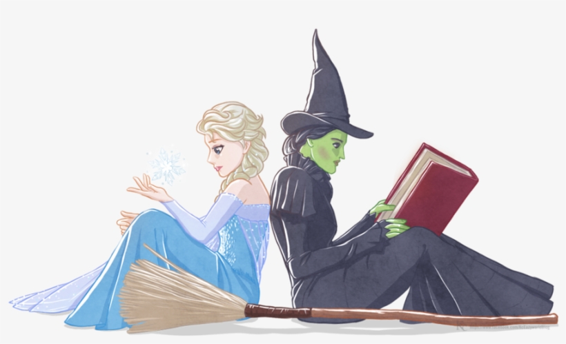 Elsa And Elphaba (wicked) - Elphaba And Glinda Fan Art, transparent png #5235973