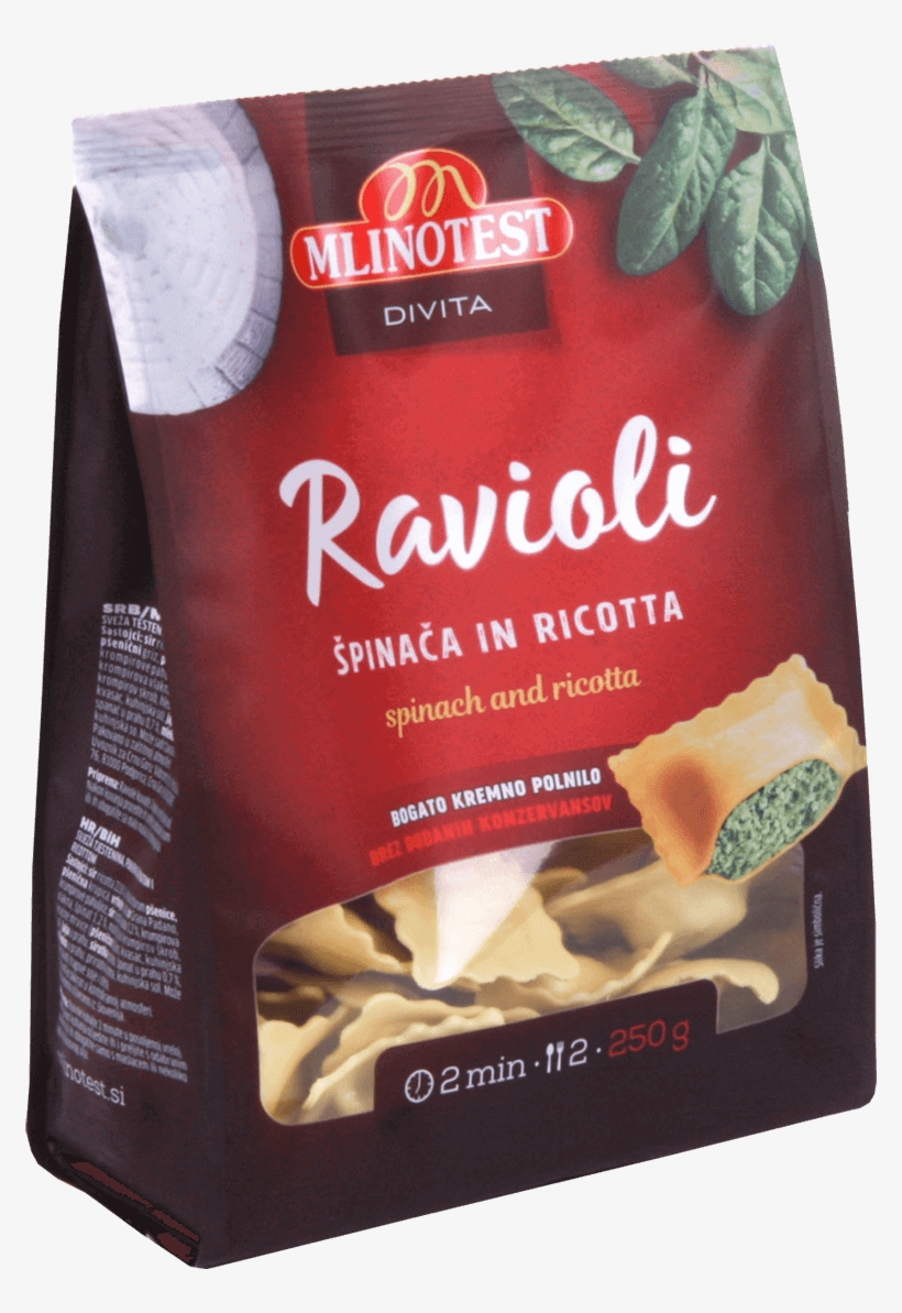 Ravioli Spinach And Ricotta 250 G - Mlinotest Ravioli, transparent png #5239377