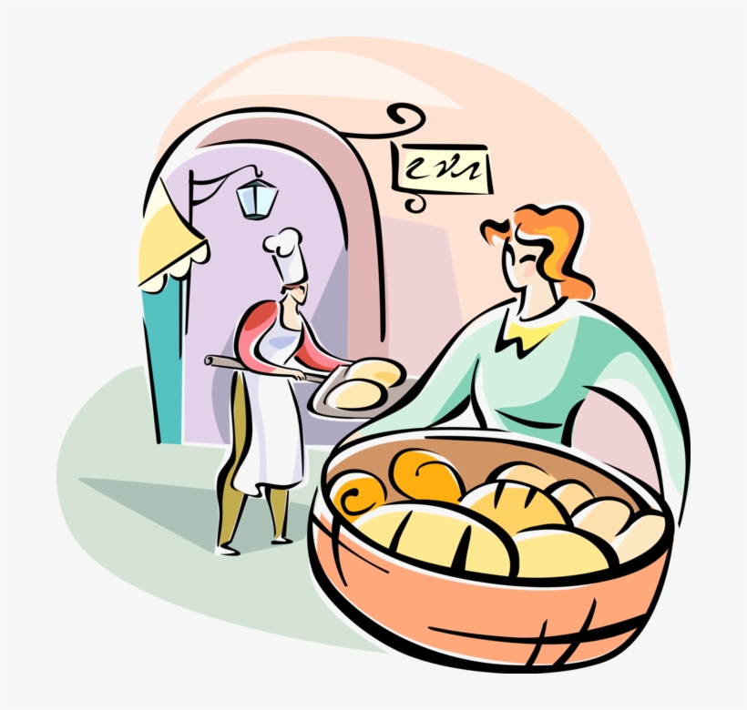 Vector Illustration Of Italian Bakery Baker With Fresh - Bakery Clip Art, transparent png #5242180