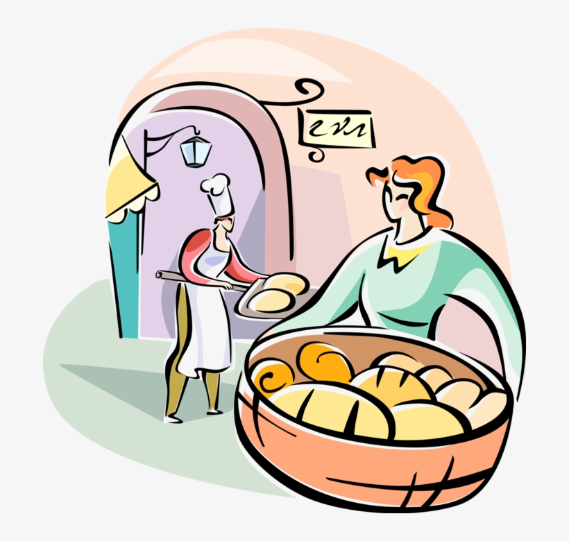 Vector Illustration Of Italian Bakery Baker With Fresh - Bakery Clip Art, transparent png #5242180