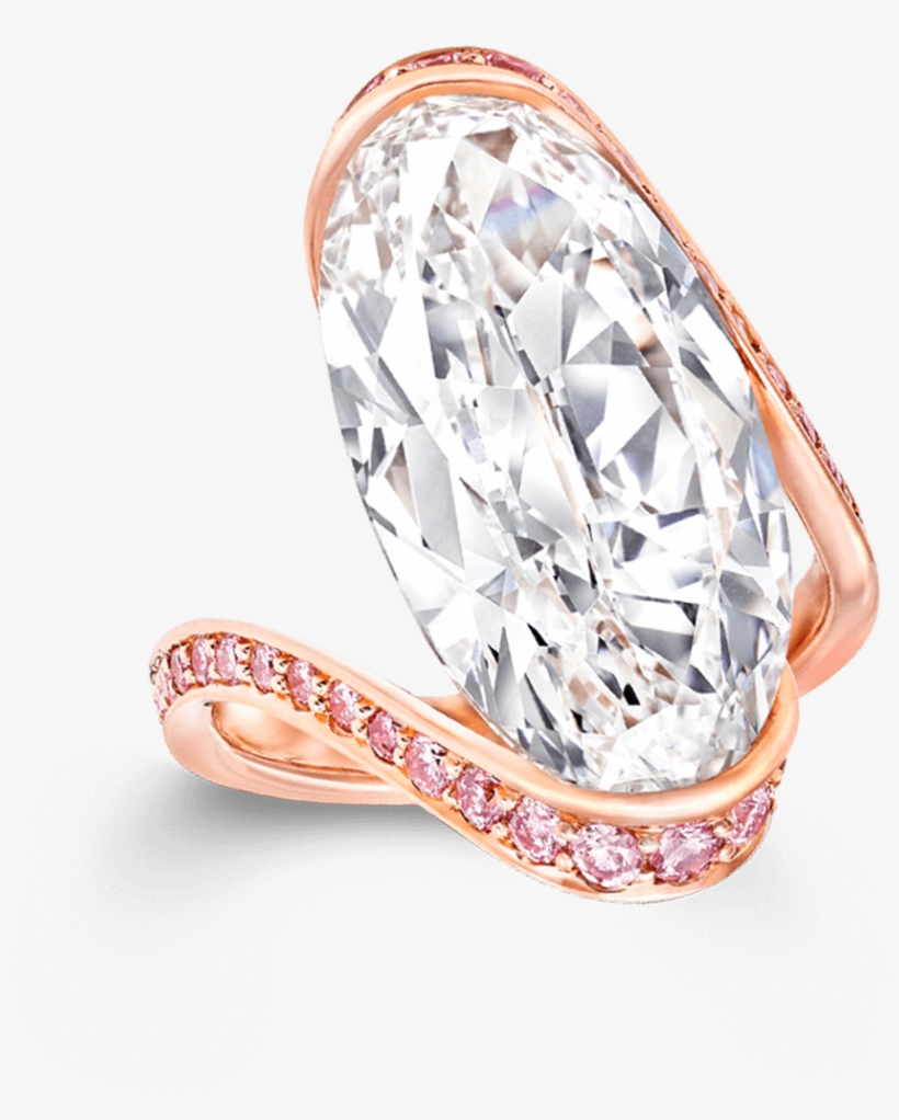 A Graff Rare Pink And Oval Shape White Diamond Ring - Pink And White Diamond Ring, transparent png #5245576