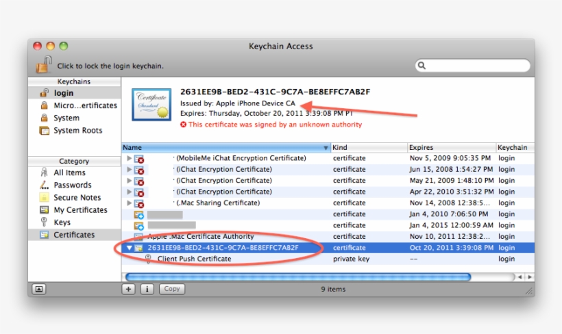 The Certificate Will Be In The "log-in" Keychain, And - Iphone, transparent png #5247160