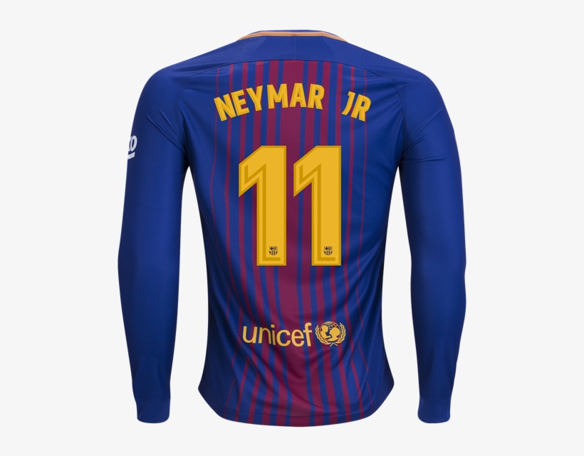 Nike Neymar Barcelona Long Sleeve Home Jersey 17/18 - Barcelona Trikot Dembele, transparent png #5248521