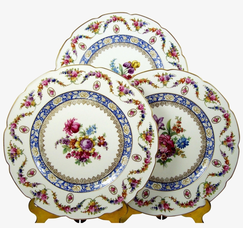 Set Of 12 Carl Schumann Rheinland 11" Dinner Plates - Dresden Flowers Baby Blanket, transparent png #5253292