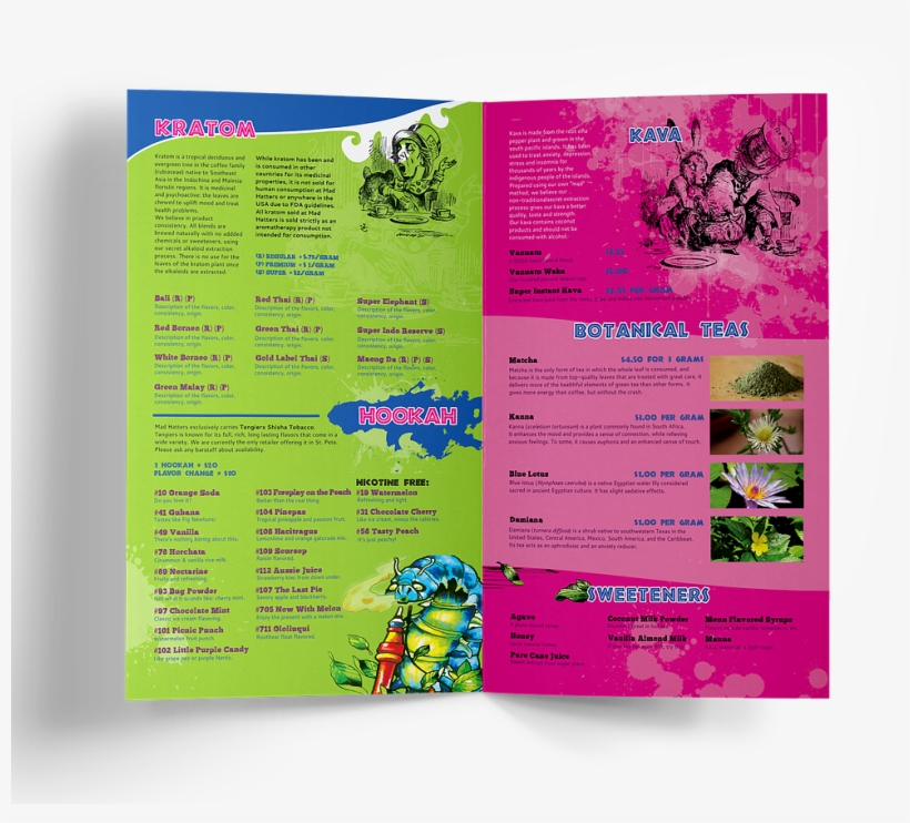 Mad Hatter's Tea Bar Concept Menu Booklet Inside - Brochure, transparent png #5254741